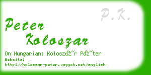 peter koloszar business card